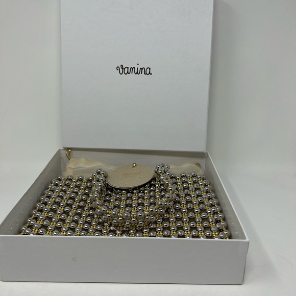 VANINA GOLD AND SIVER STUNNING BEADED BAG WITH FABRIC INSERT BAG💛🤍BNWT🥂🍒 - Picture 12 of 12